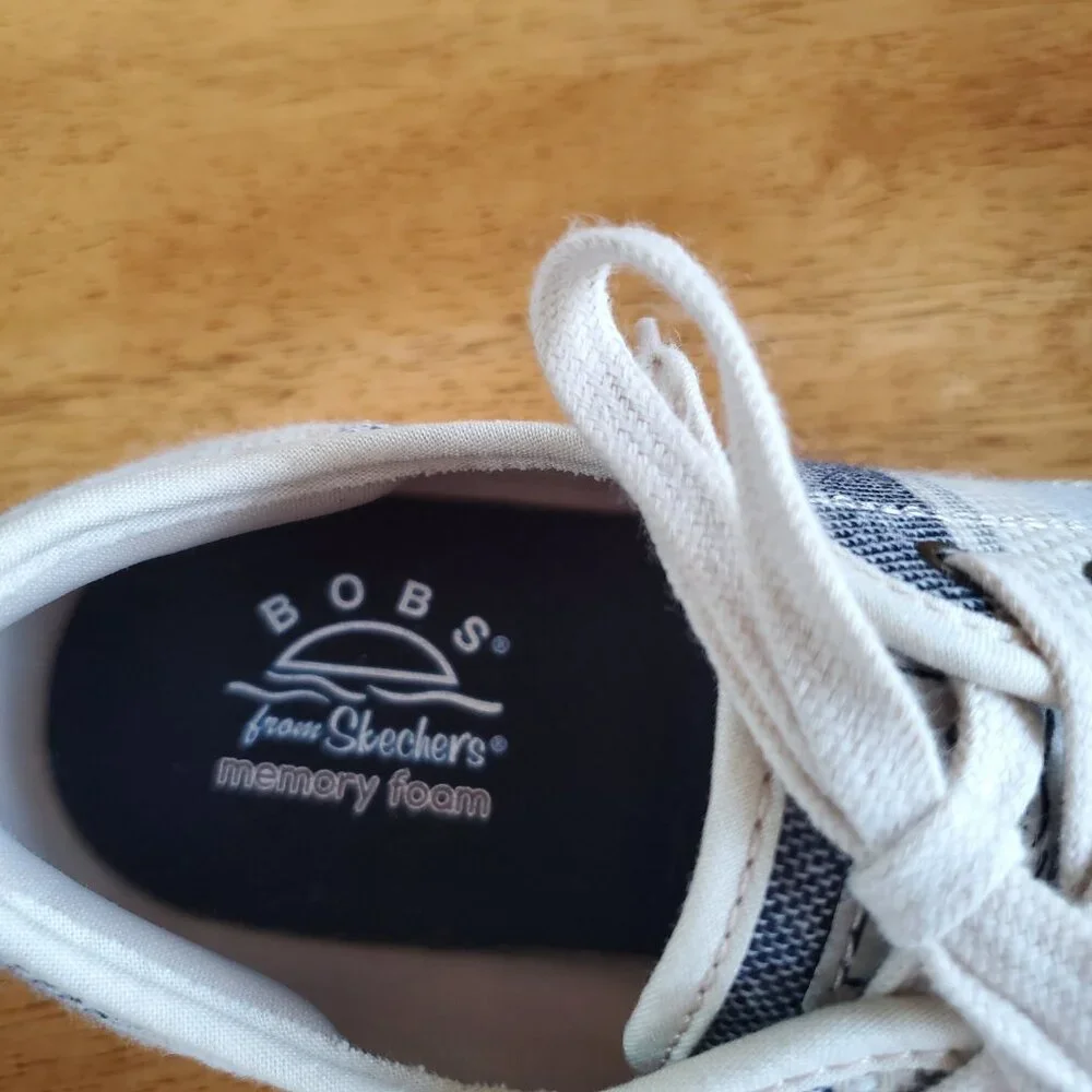 BOBS from Skechers Cream and Navy Espadrille Platform Sneakers